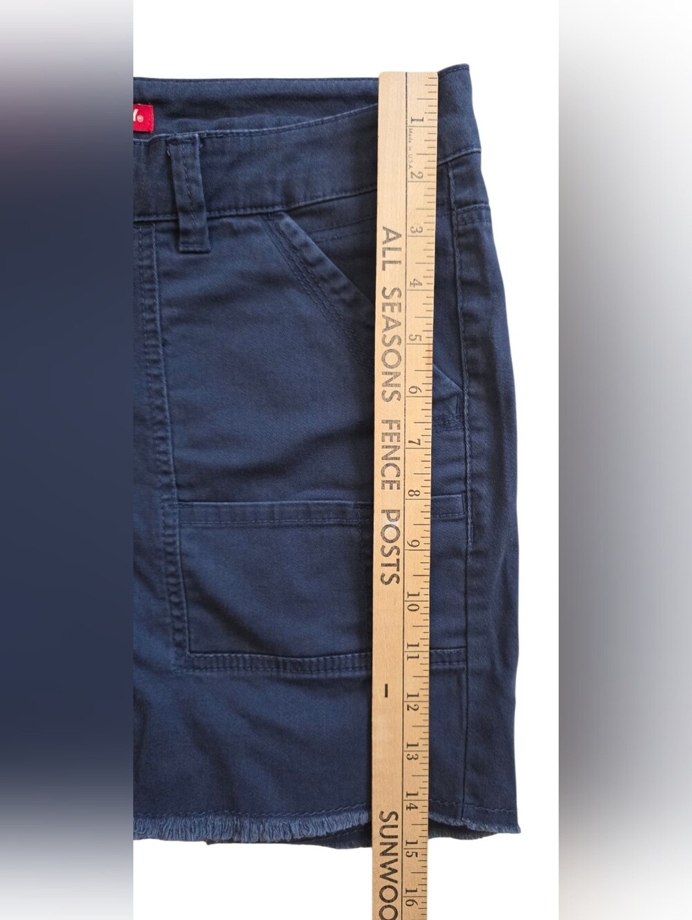 UNIONBAY Sz 7 Junior Navy Blue Raw Hem Utility Y2K Style Shorts - Picture 8 of 9